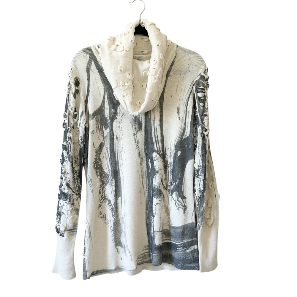 Vintage Y2K Alberto Makali Cowlneck Abstract Print Wool Blend Sweater